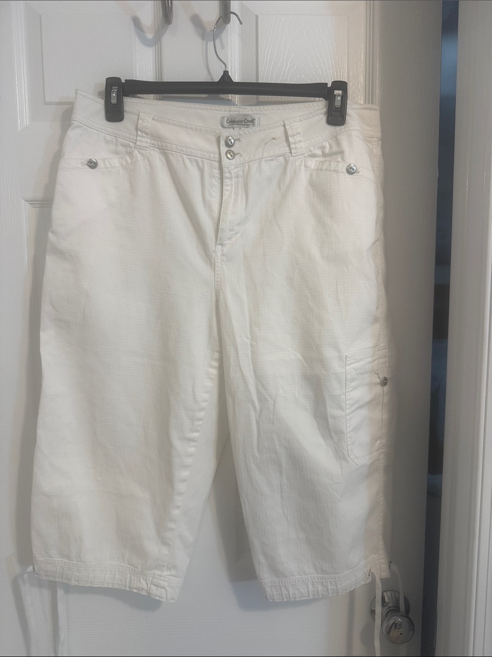 White Men's Cargo Shorts with Side Utility Pocket